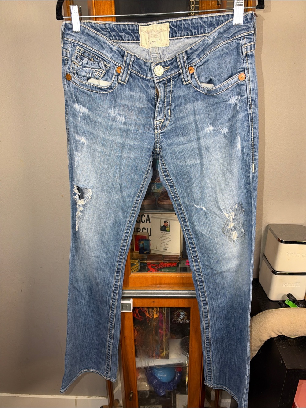 Big Star Light Blue Boot Cut Jeans with Embellished Pockets